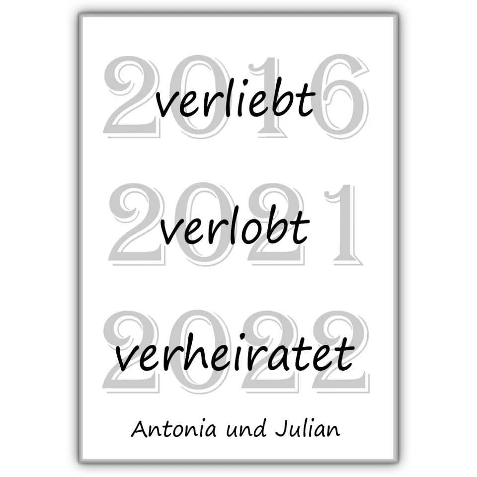 Verliebt Verlobt Verheiratet Poster - für die Hochzeit