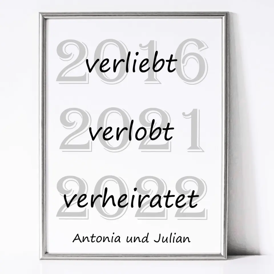 Verliebt Verlobt Verheiratet Poster - für die Hochzeit