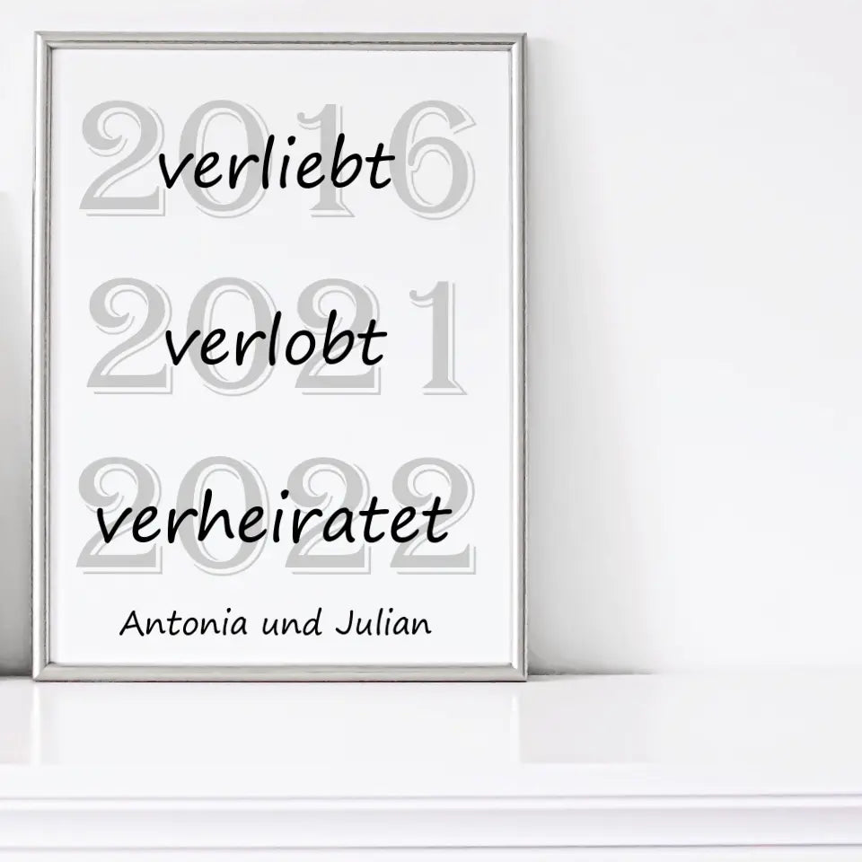 Verliebt Verlobt Verheiratet Poster - für die Hochzeit
