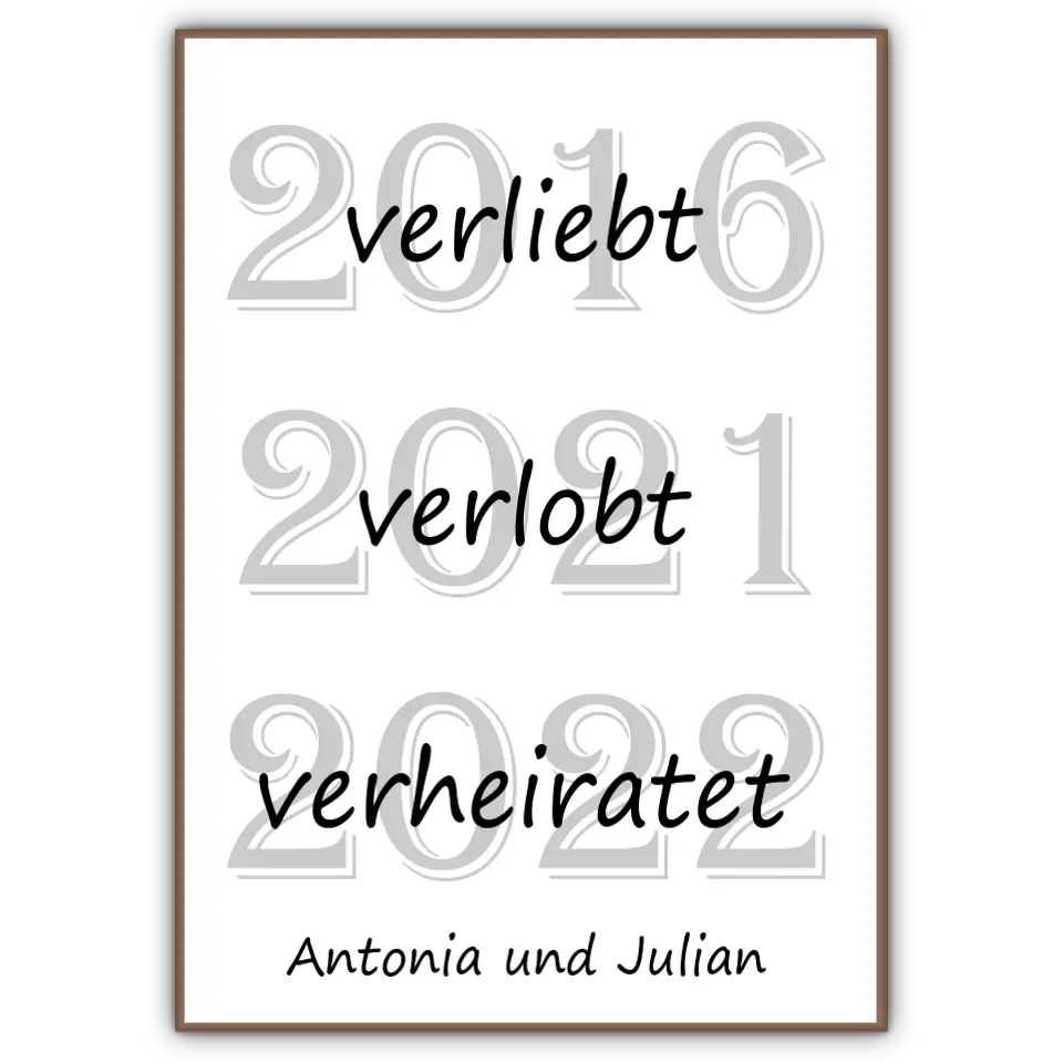 Verliebt Verlobt Verheiratet Poster - für die Hochzeit