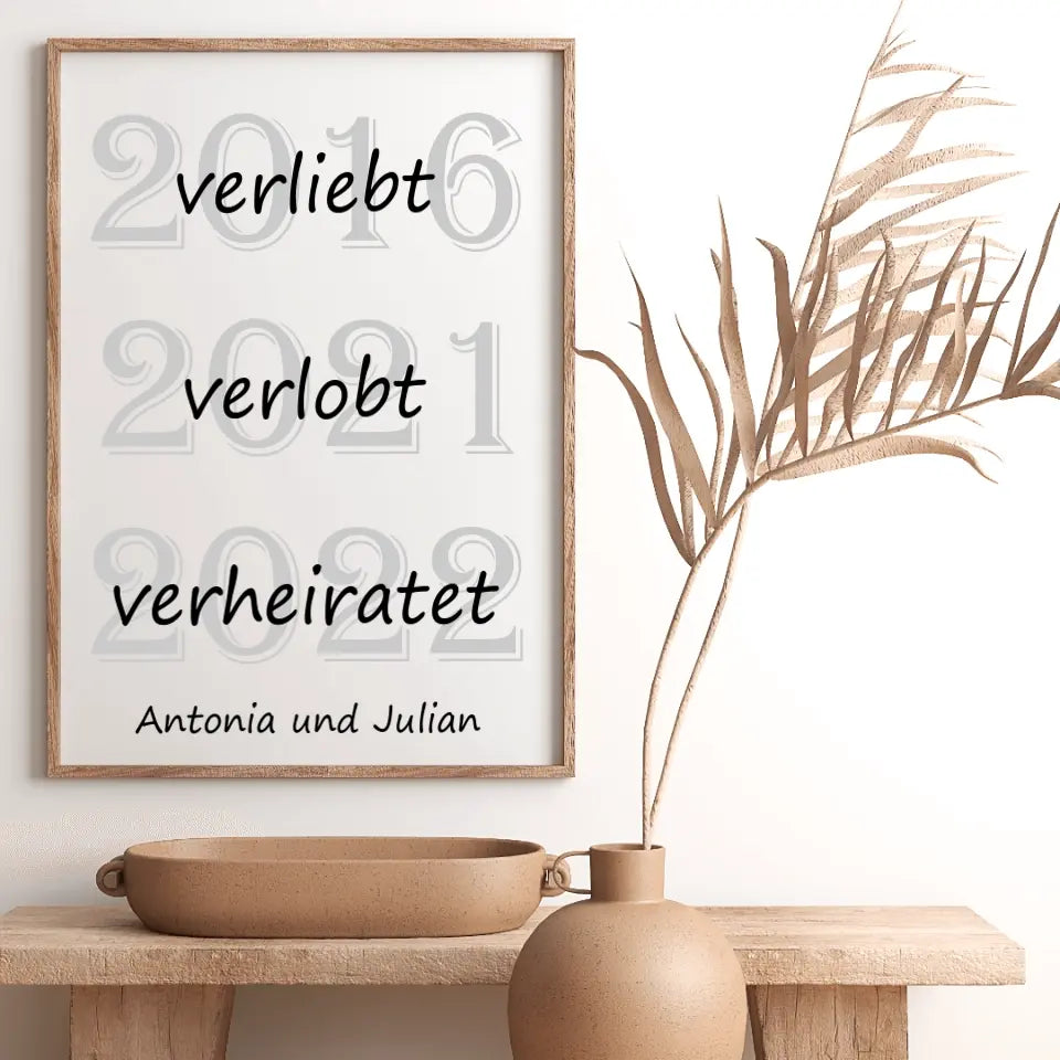 Verliebt Verlobt Verheiratet Poster - für die Hochzeit