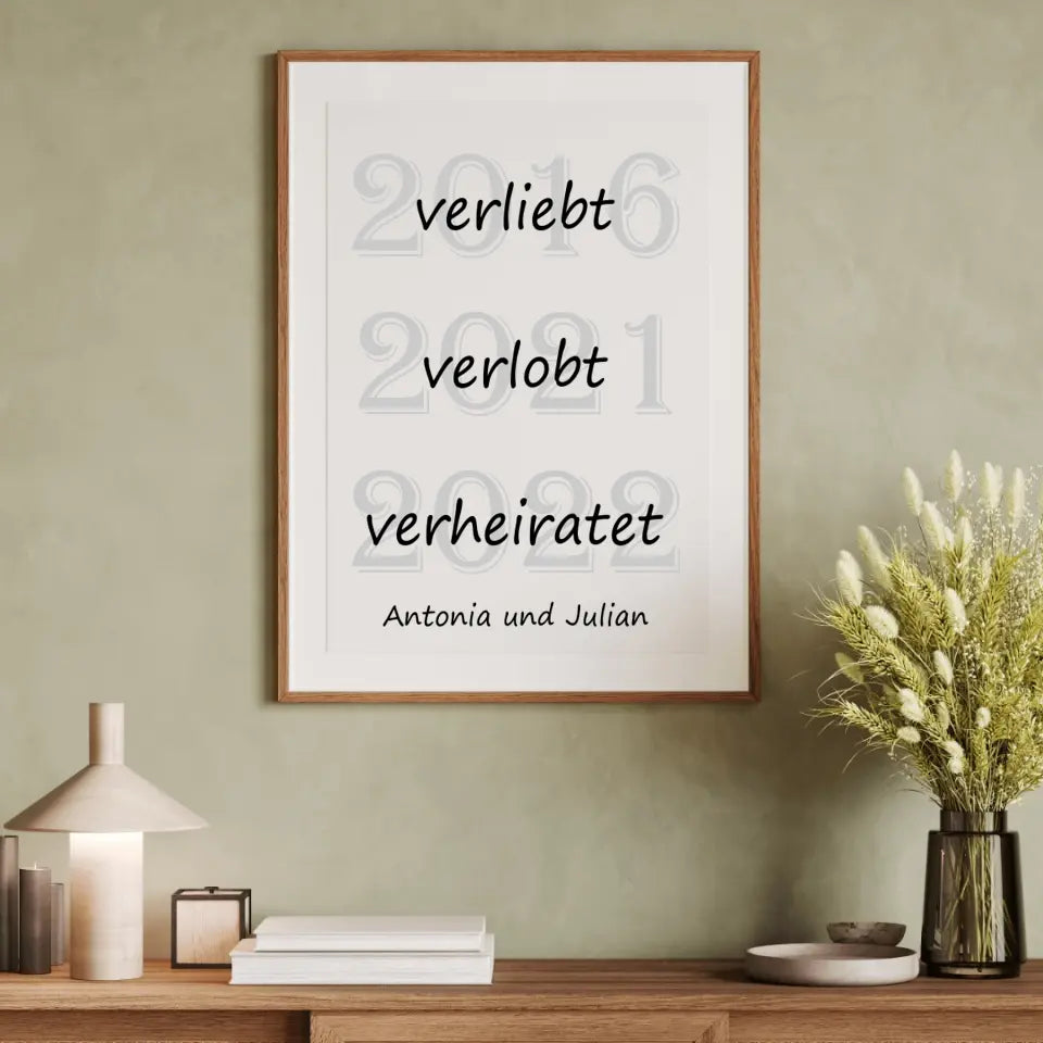 Verliebt Verlobt Verheiratet Poster - für die Hochzeit