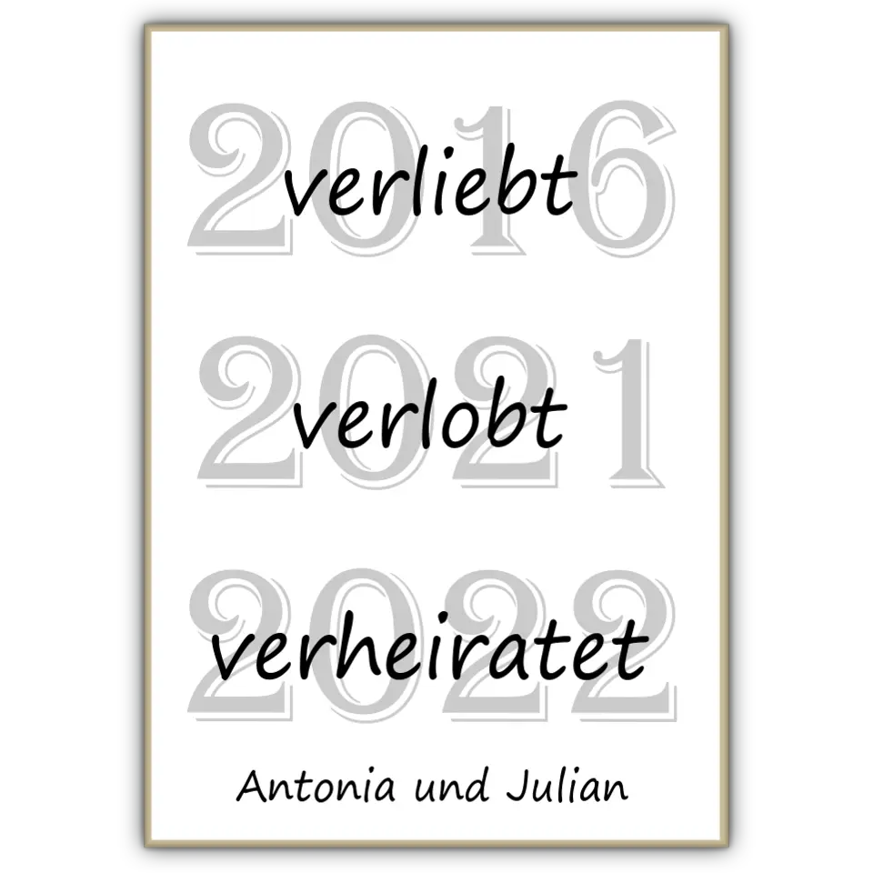 Verliebt Verlobt Verheiratet Poster - für die Hochzeit