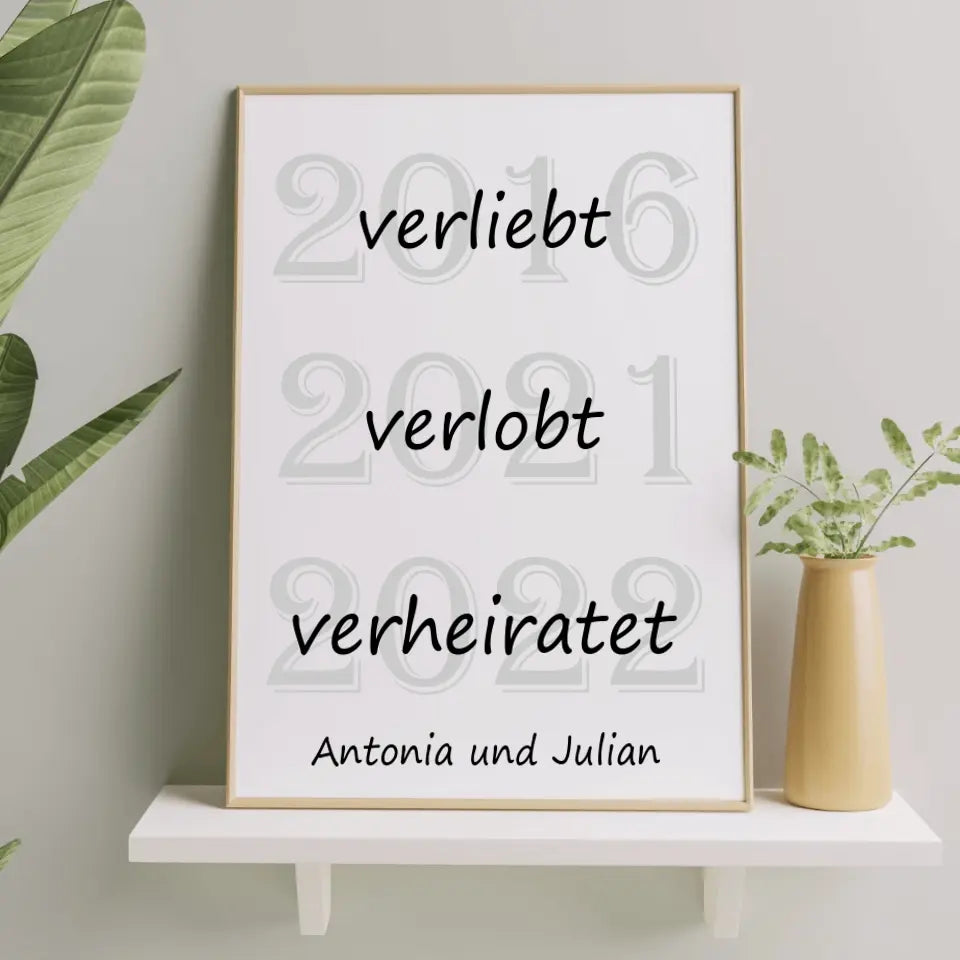 Verliebt Verlobt Verheiratet Poster - für die Hochzeit