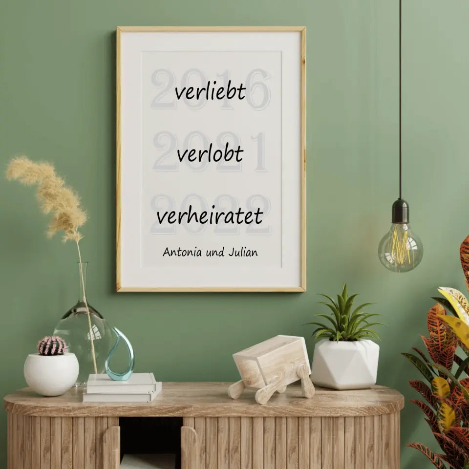 Verliebt Verlobt Verheiratet Poster - für die Hochzeit
