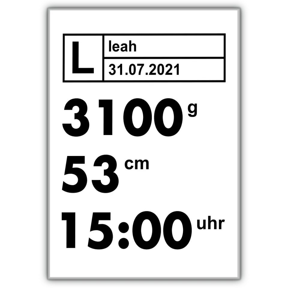 Moderne Daten Poster - für die Geburt
