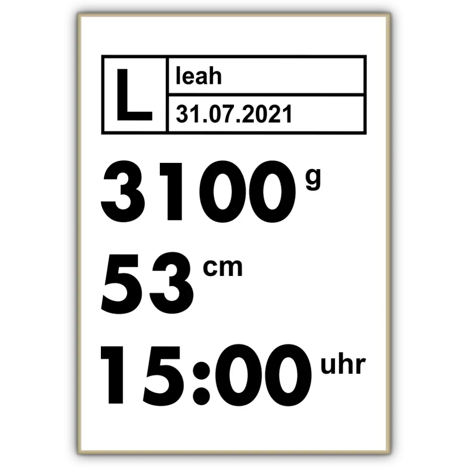 Moderne Daten Poster - für die Geburt