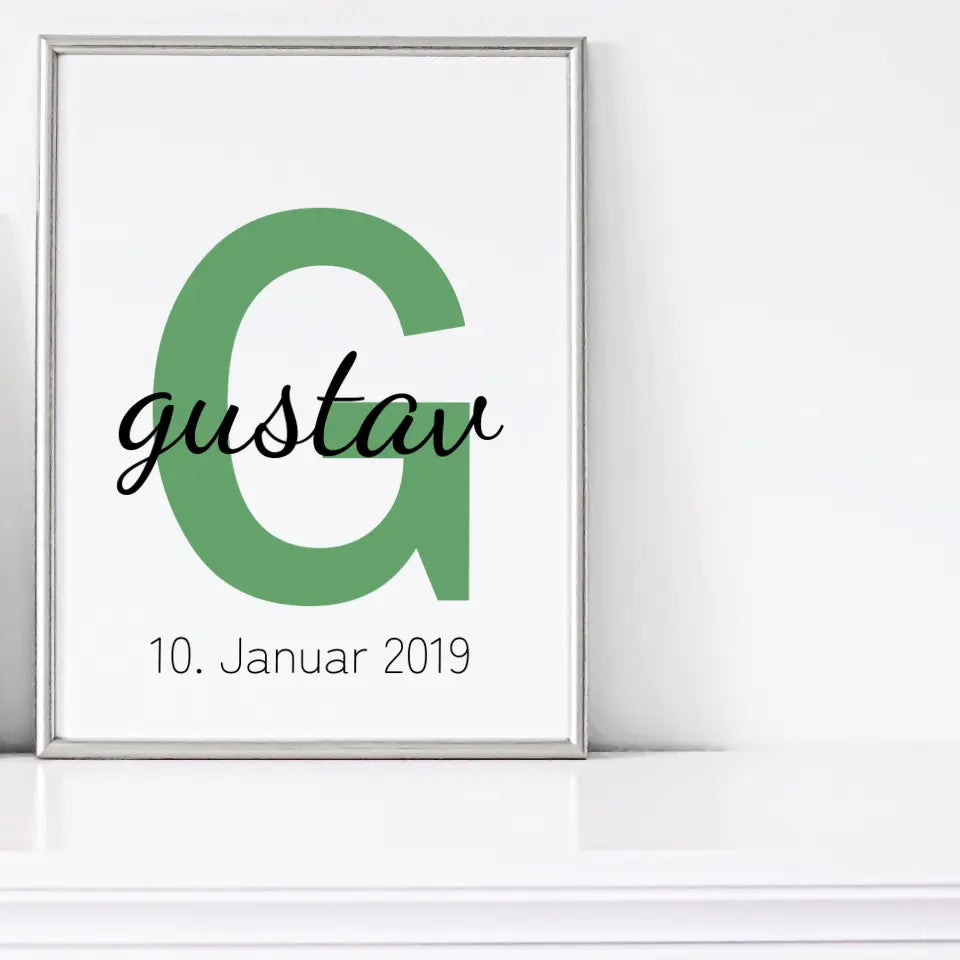Buchstabe und Name Poster - für die Geburt