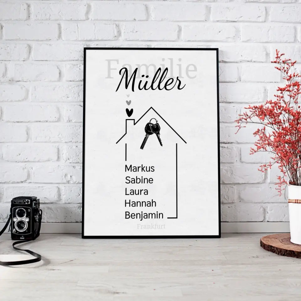 Haus Poster mit eigenen Namen - für die Familie