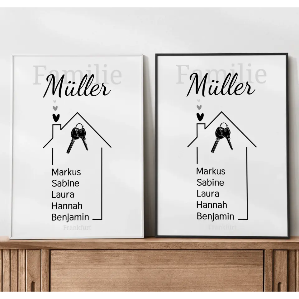 Haus Poster mit eigenen Namen - für die Familie