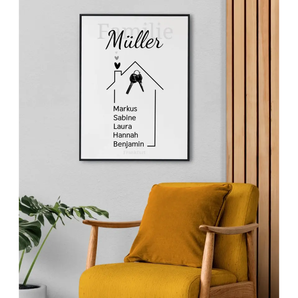Haus Poster mit eigenen Namen - für die Familie