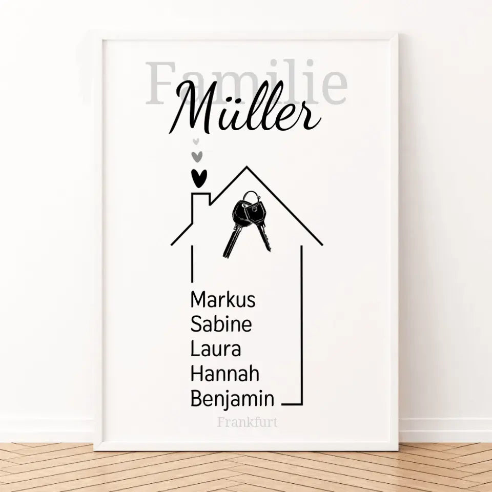 Haus Poster mit eigenen Namen - für die Familie