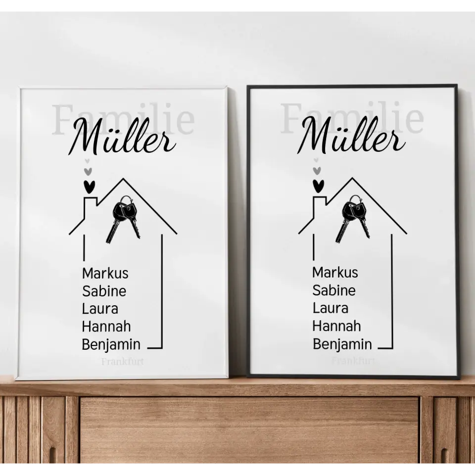 Haus Poster mit eigenen Namen - für die Familie