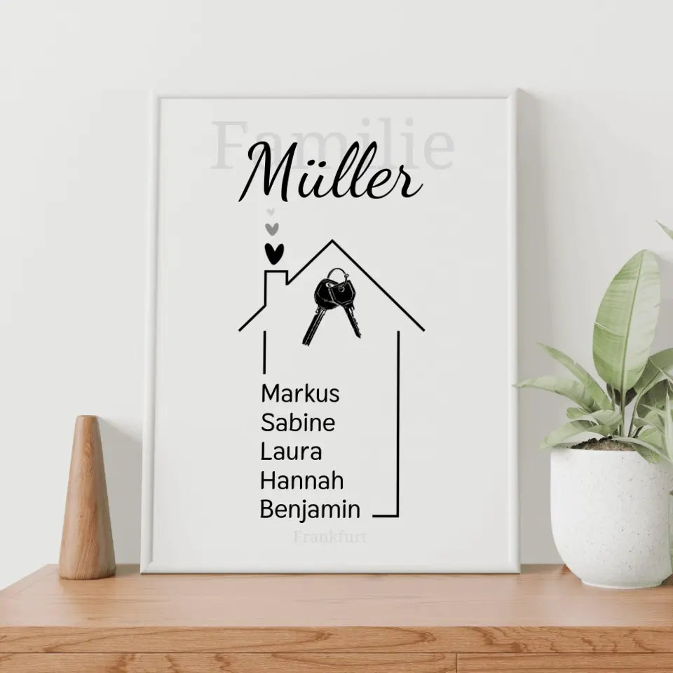 Haus Poster mit eigenen Namen - für die Familie