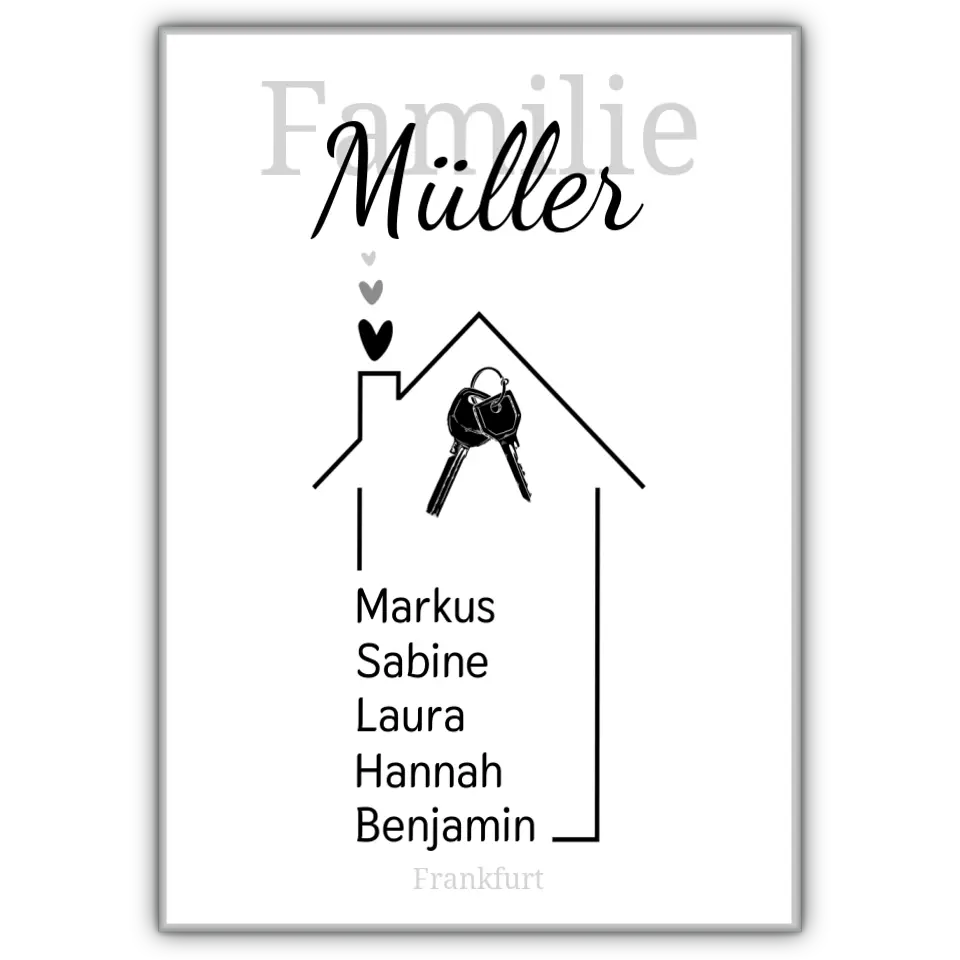 Haus Poster mit eigenen Namen - für die Familie