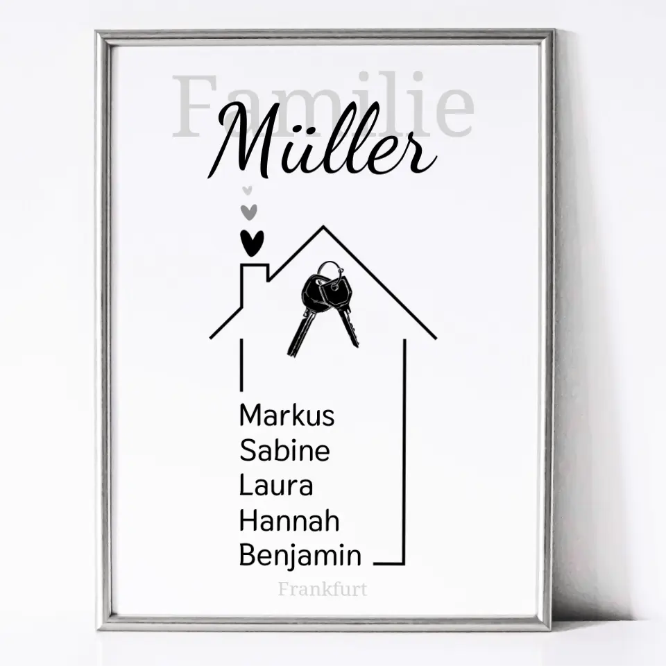 Haus Poster mit eigenen Namen - für die Familie