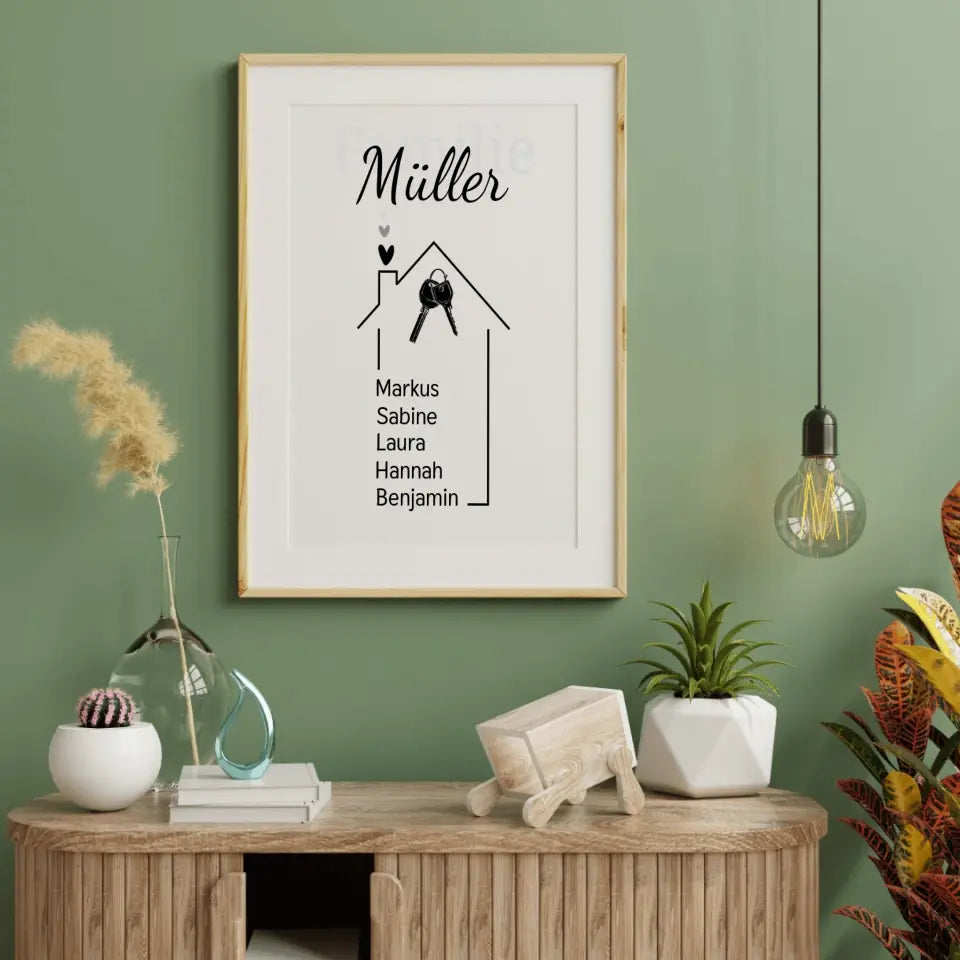 Haus Poster mit eigenen Namen - für die Familie