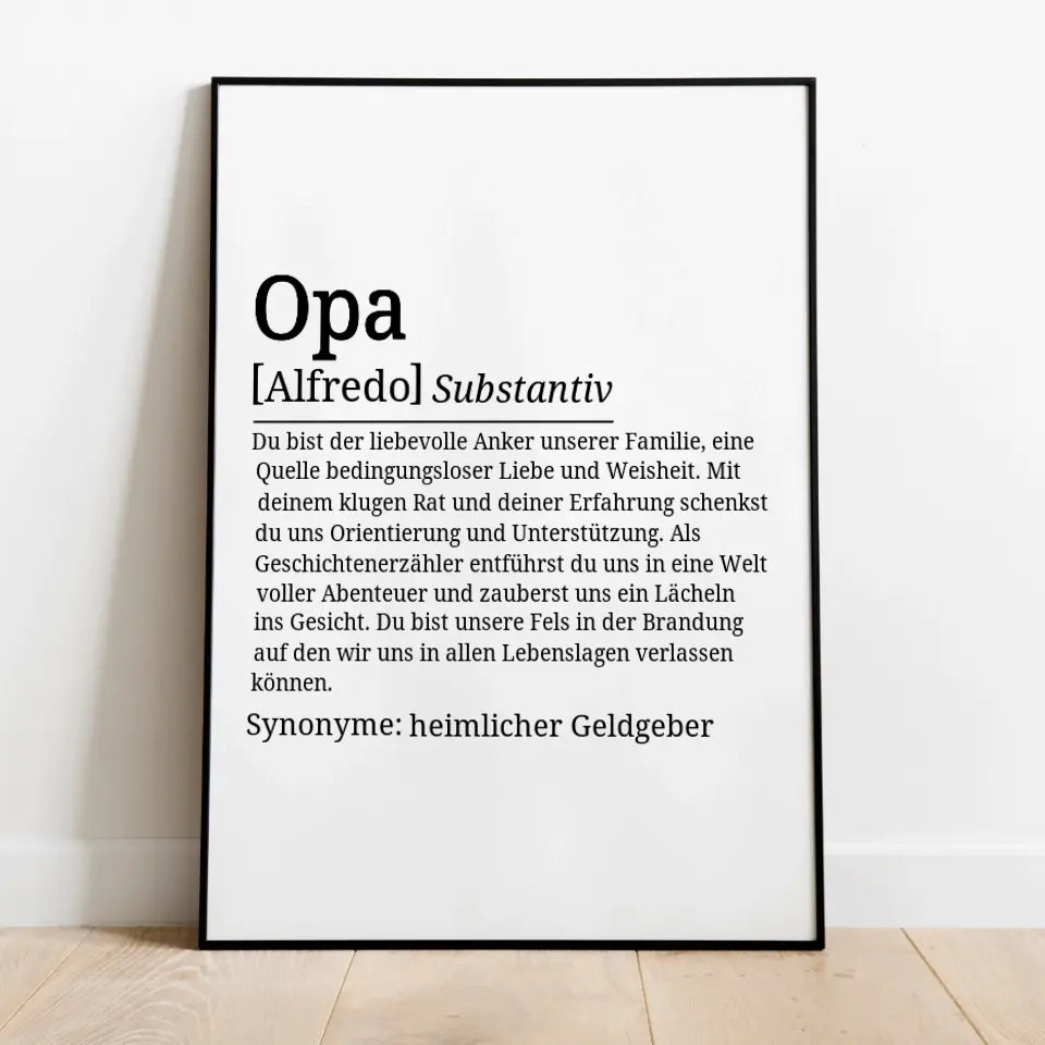 Definition Poster Opa - für die Familie