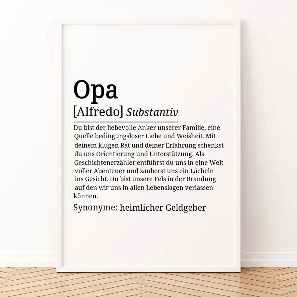 Definition Poster Opa - für die Familie