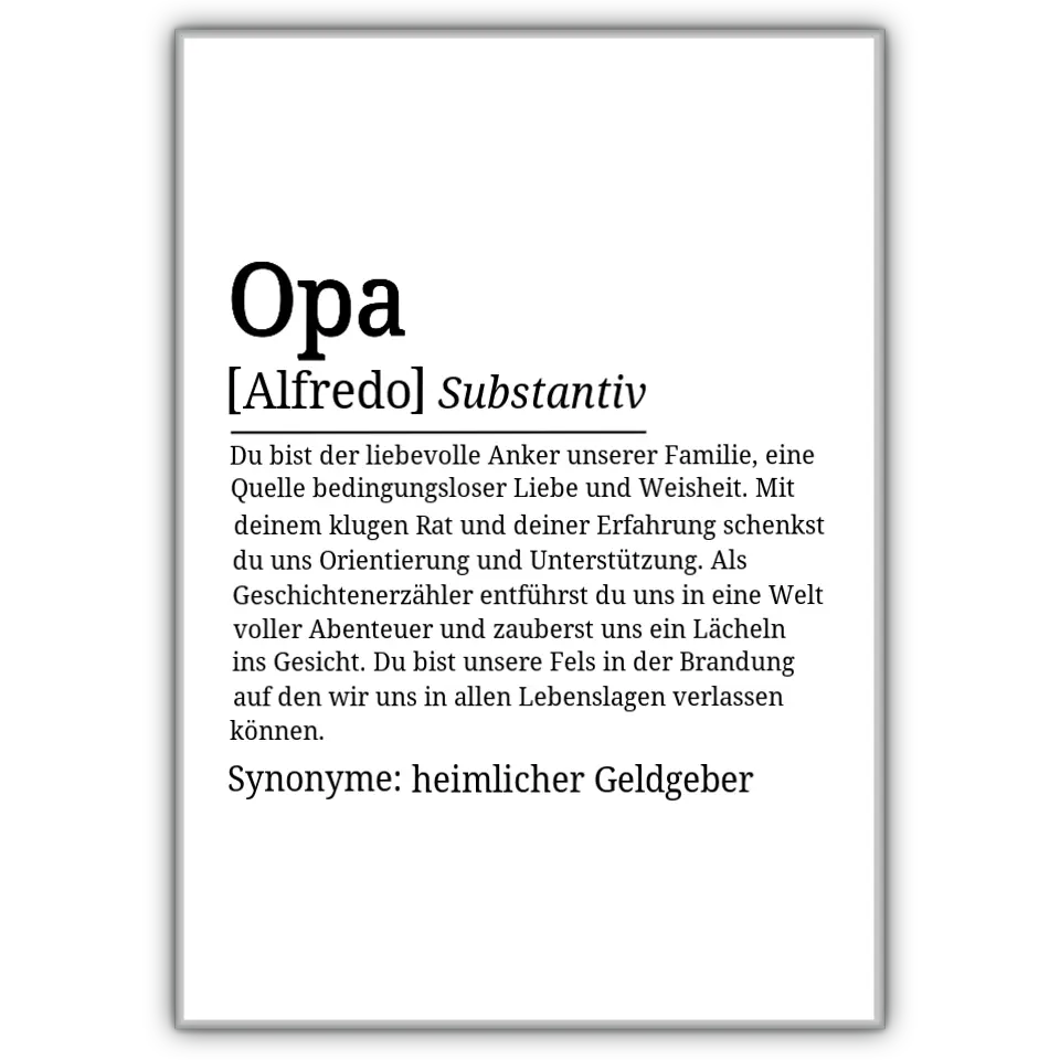 Definition Poster Opa - für die Familie