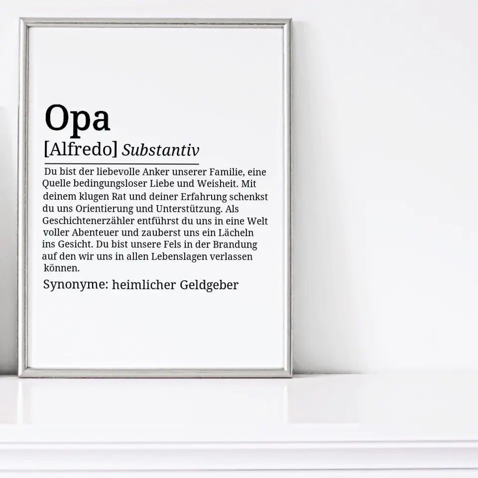 Definition Poster Opa - für die Familie