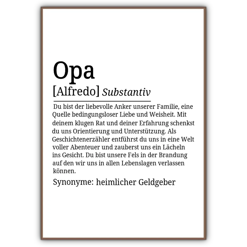 Definition Poster Opa - für die Familie