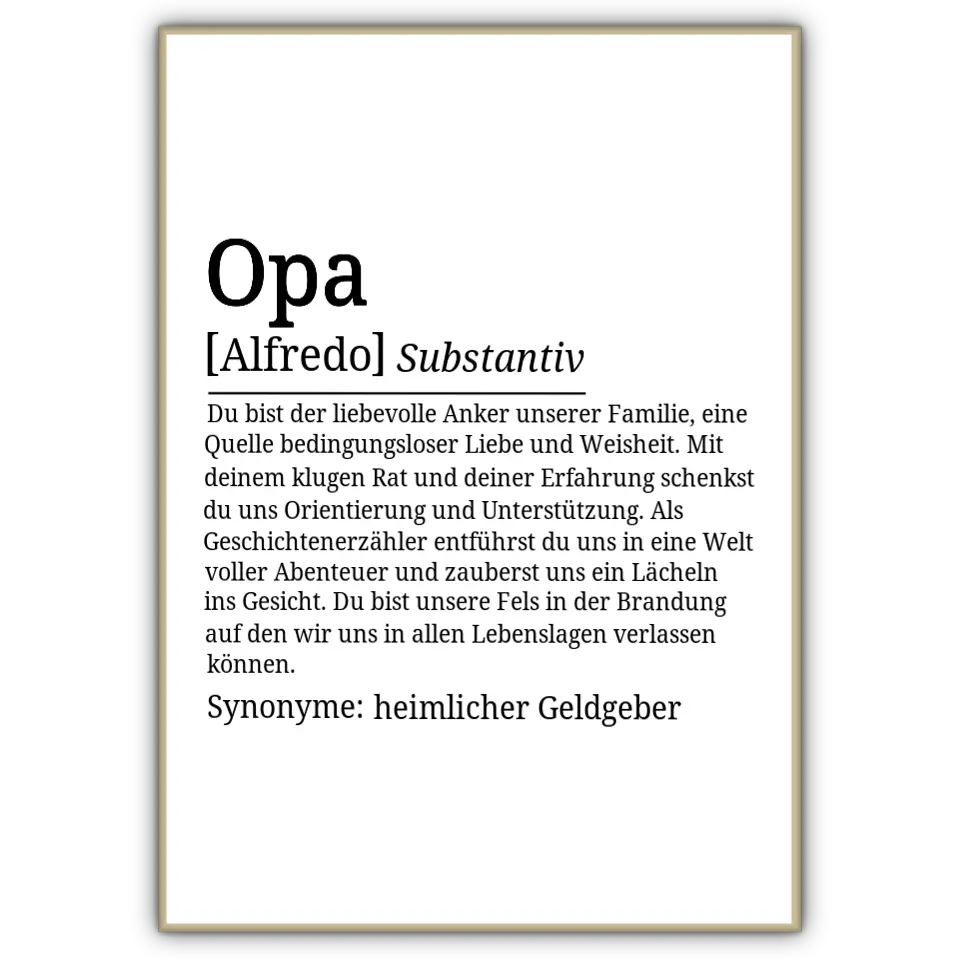 Definition Poster Opa - für die Familie