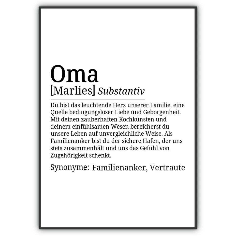 Definition Poster Oma - für die Familie