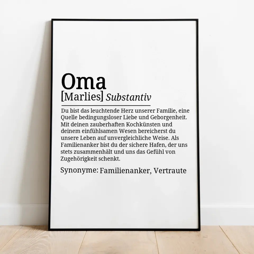 Definition Poster Oma - für die Familie
