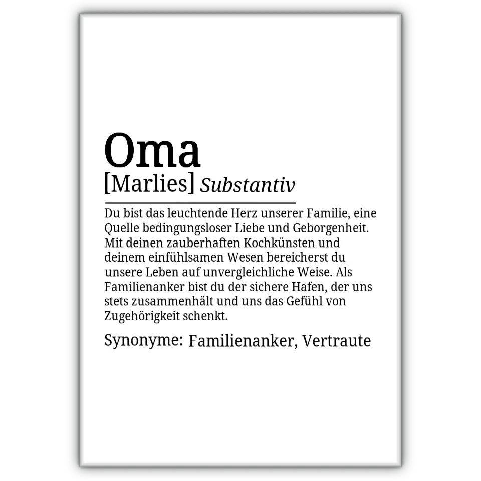 Definition Poster Oma - für die Familie