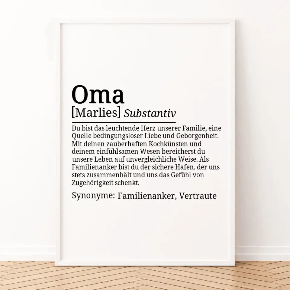 Definition Poster Oma - für die Familie