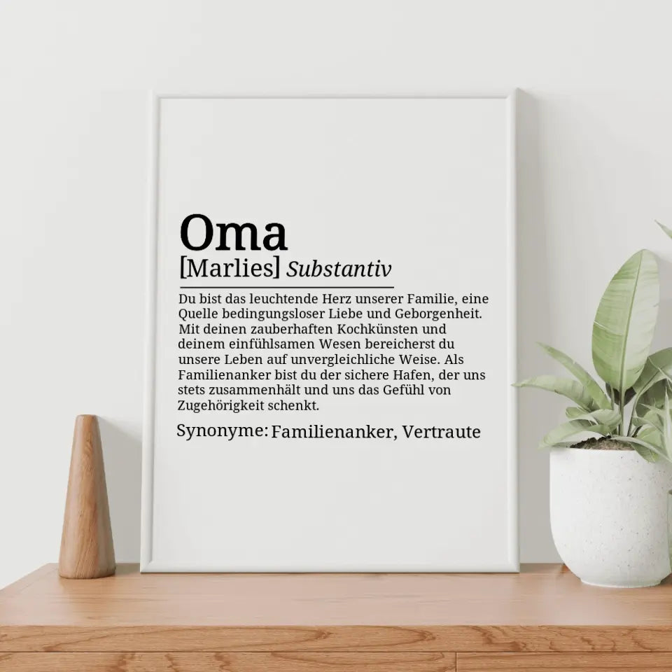 Definition Poster Oma - für die Familie