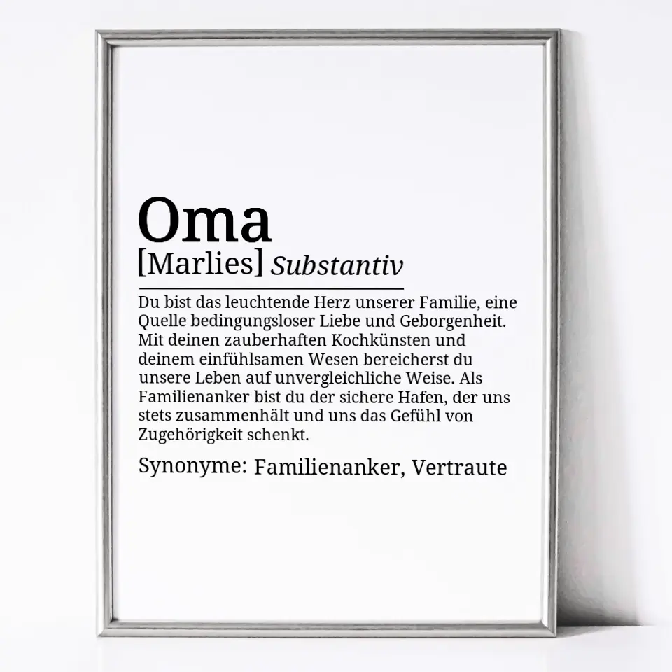 Definition Poster Oma - für die Familie