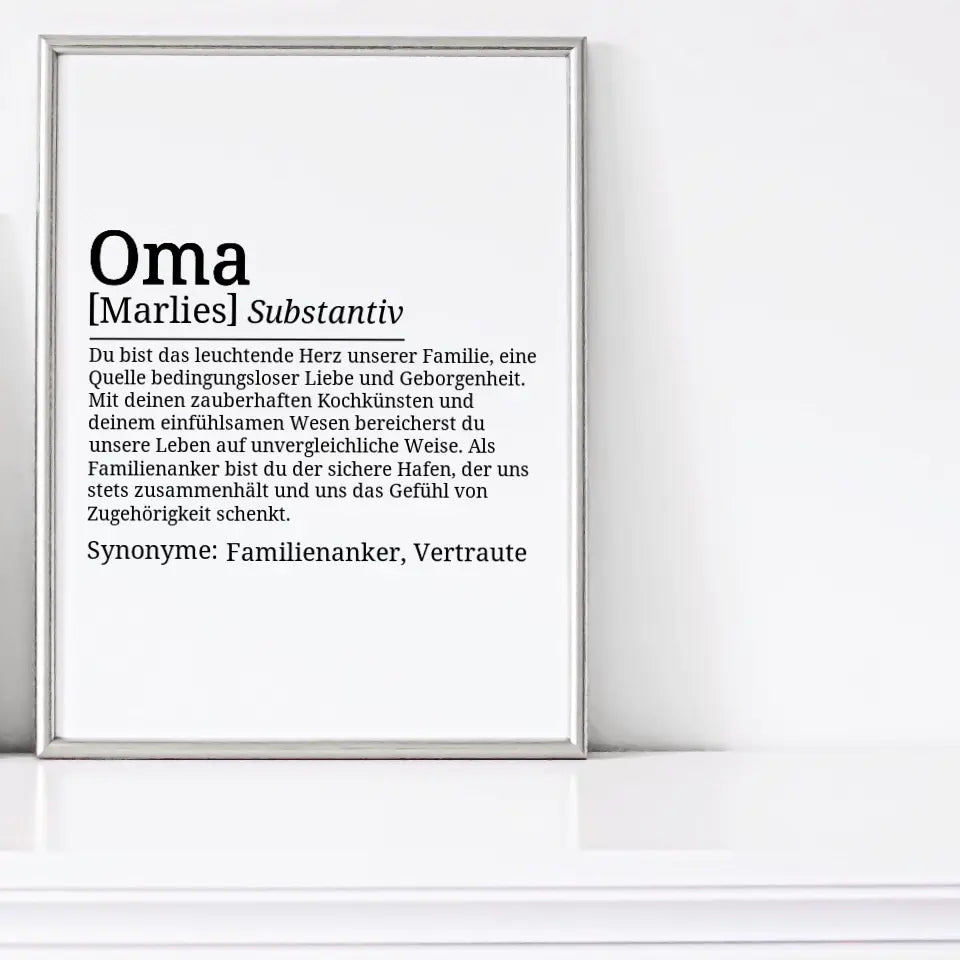 Definition Poster Oma - für die Familie