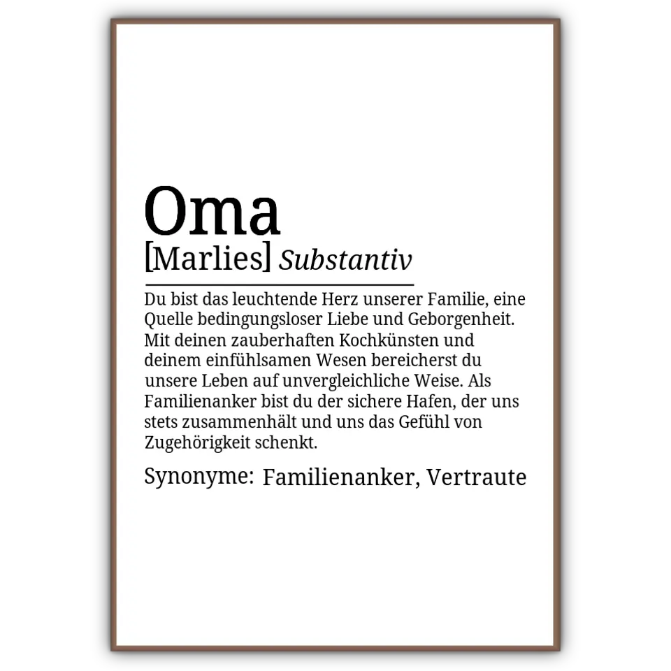 Definition Poster Oma - für die Familie