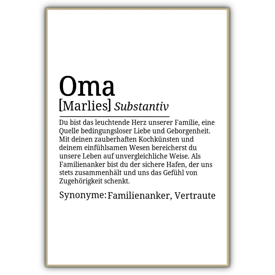 Definition Poster Oma - für die Familie