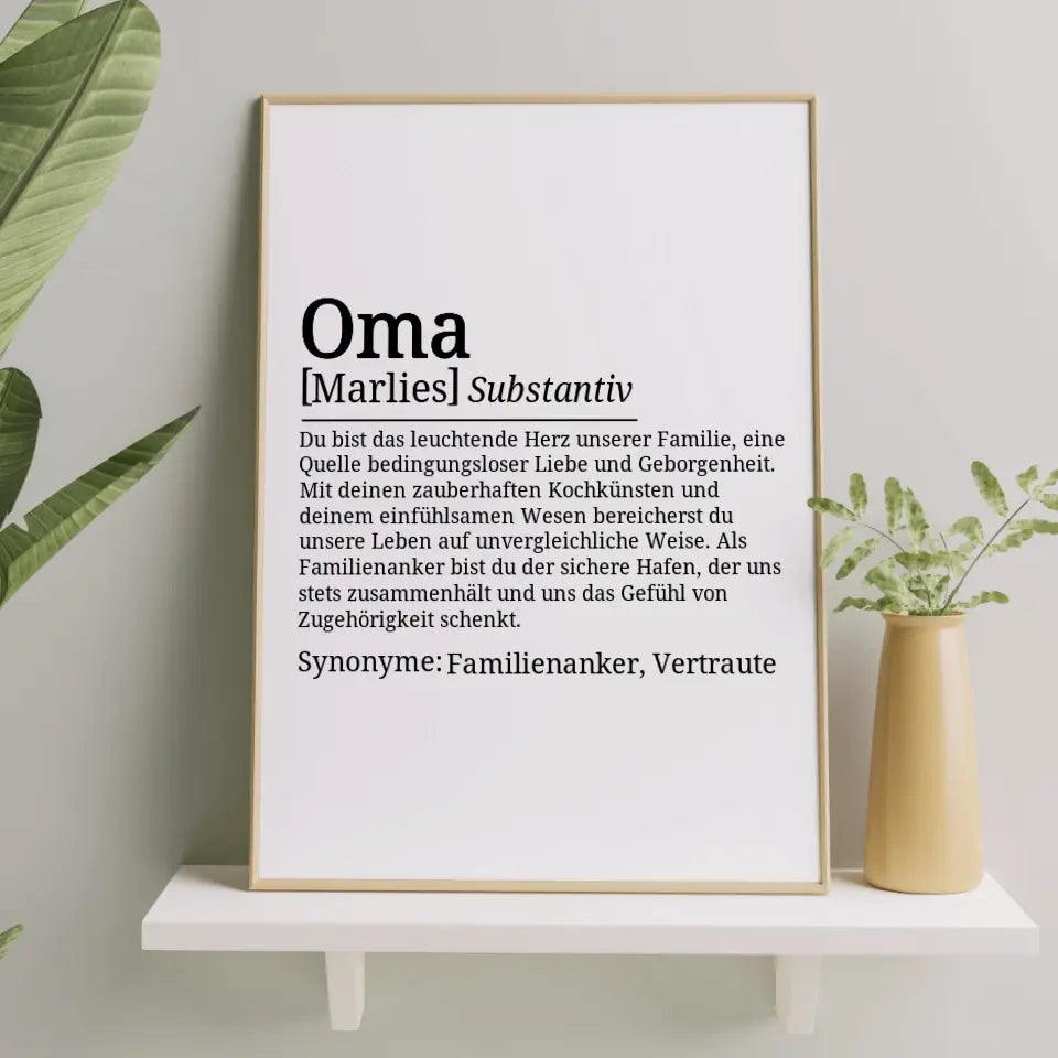 Definition Poster Oma - für die Familie