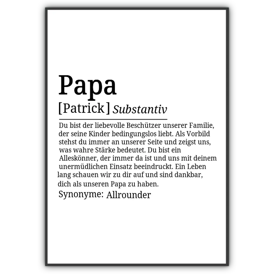 Definition Poster Papa - für die Familie