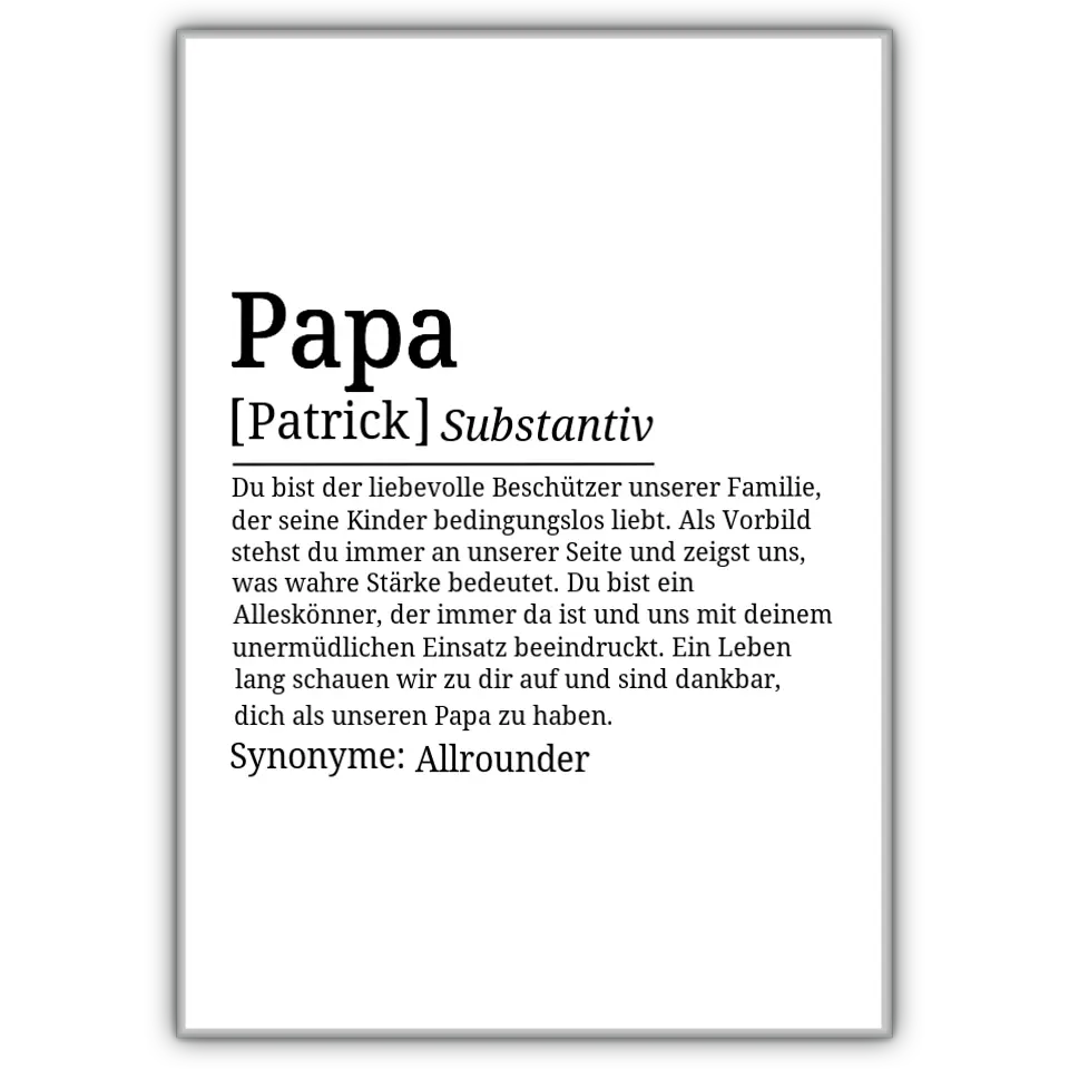 Definition Poster Papa - für die Familie