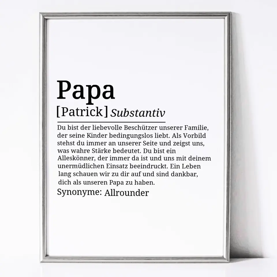 Definition Poster Papa - für die Familie