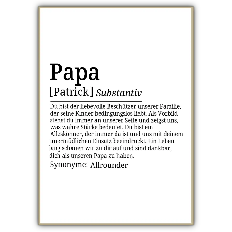 Definition Poster Papa - für die Familie