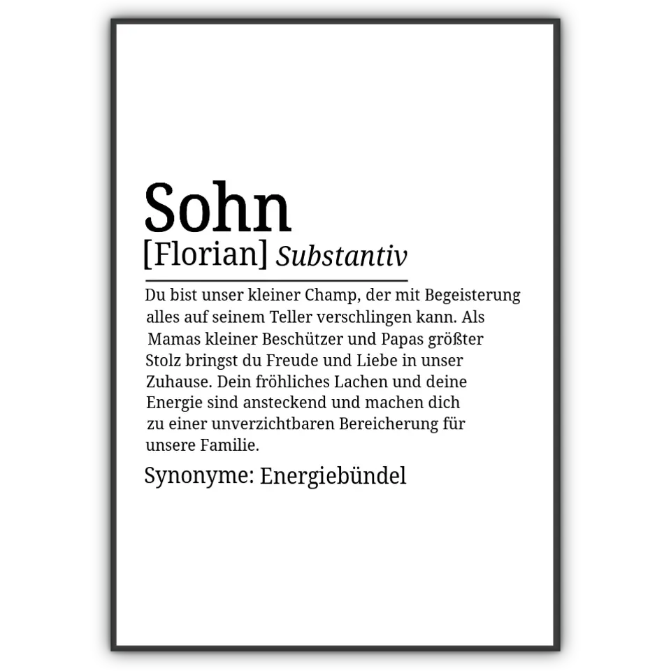 Definition Poster Sohn - für die Familie