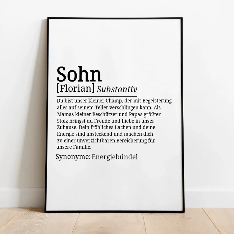 Definition Poster Sohn - für die Familie