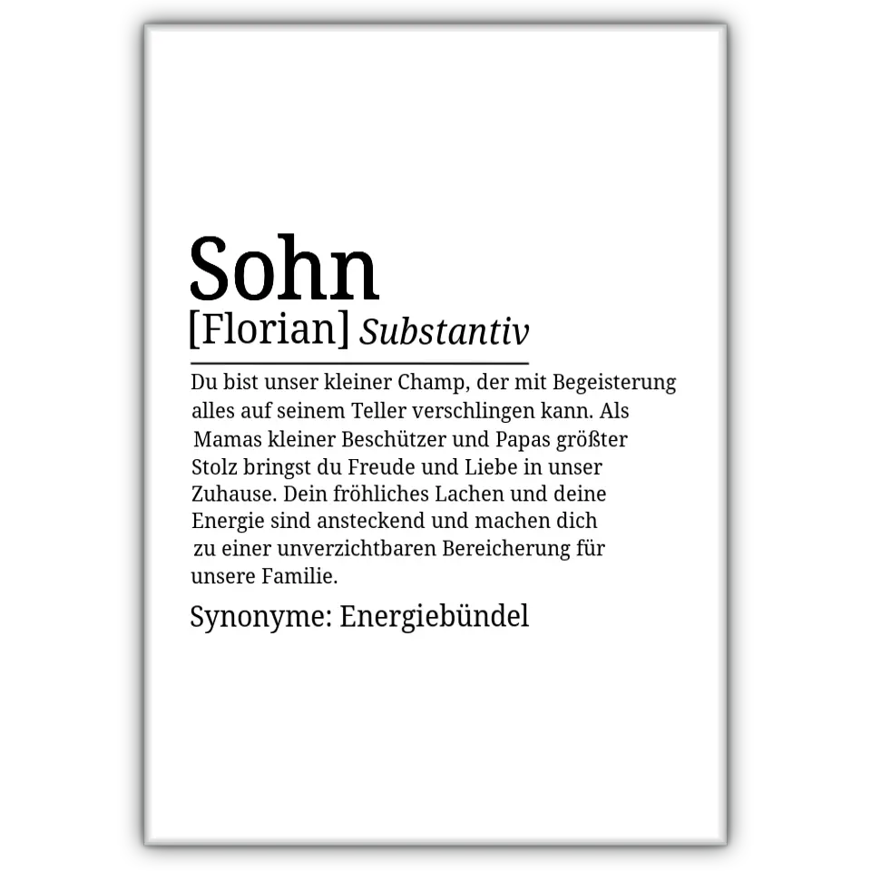 Definition Poster Sohn - für die Familie