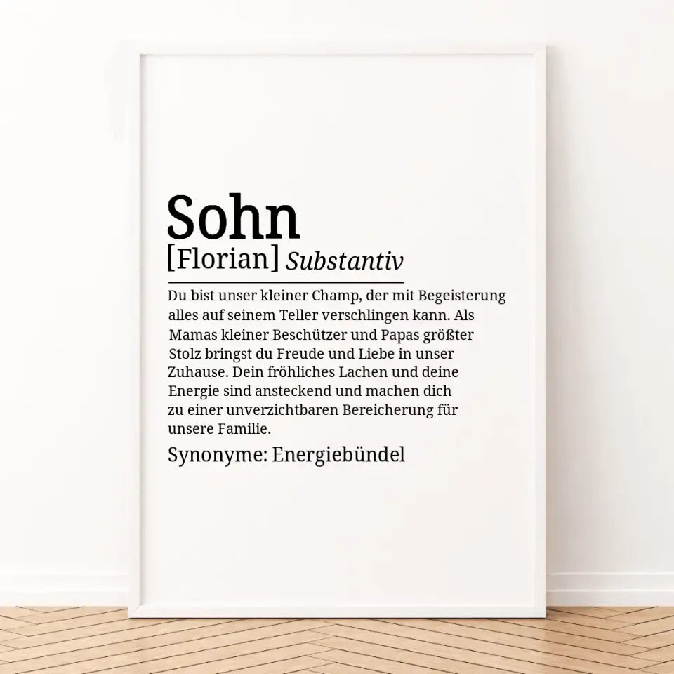 Definition Poster Sohn - für die Familie