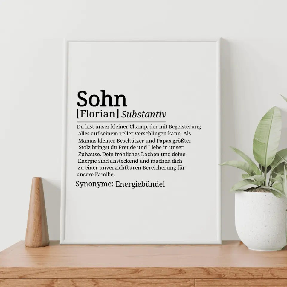 Definition Poster Sohn - für die Familie