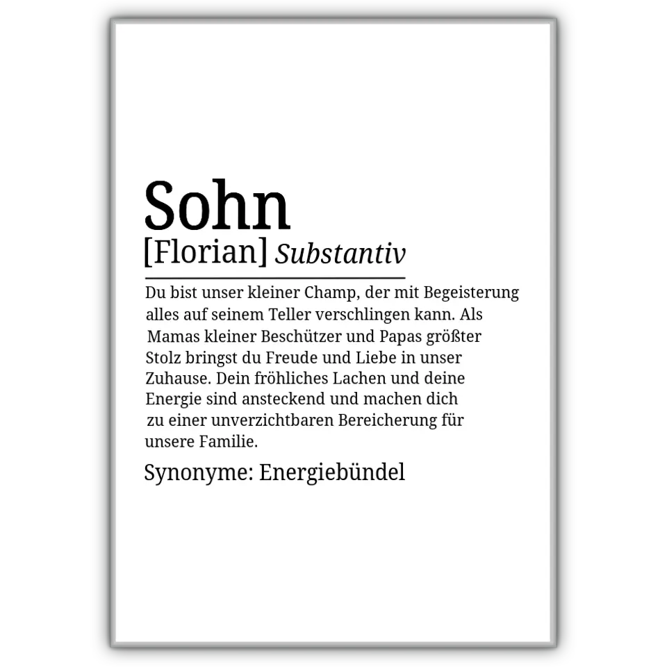 Definition Poster Sohn - für die Familie