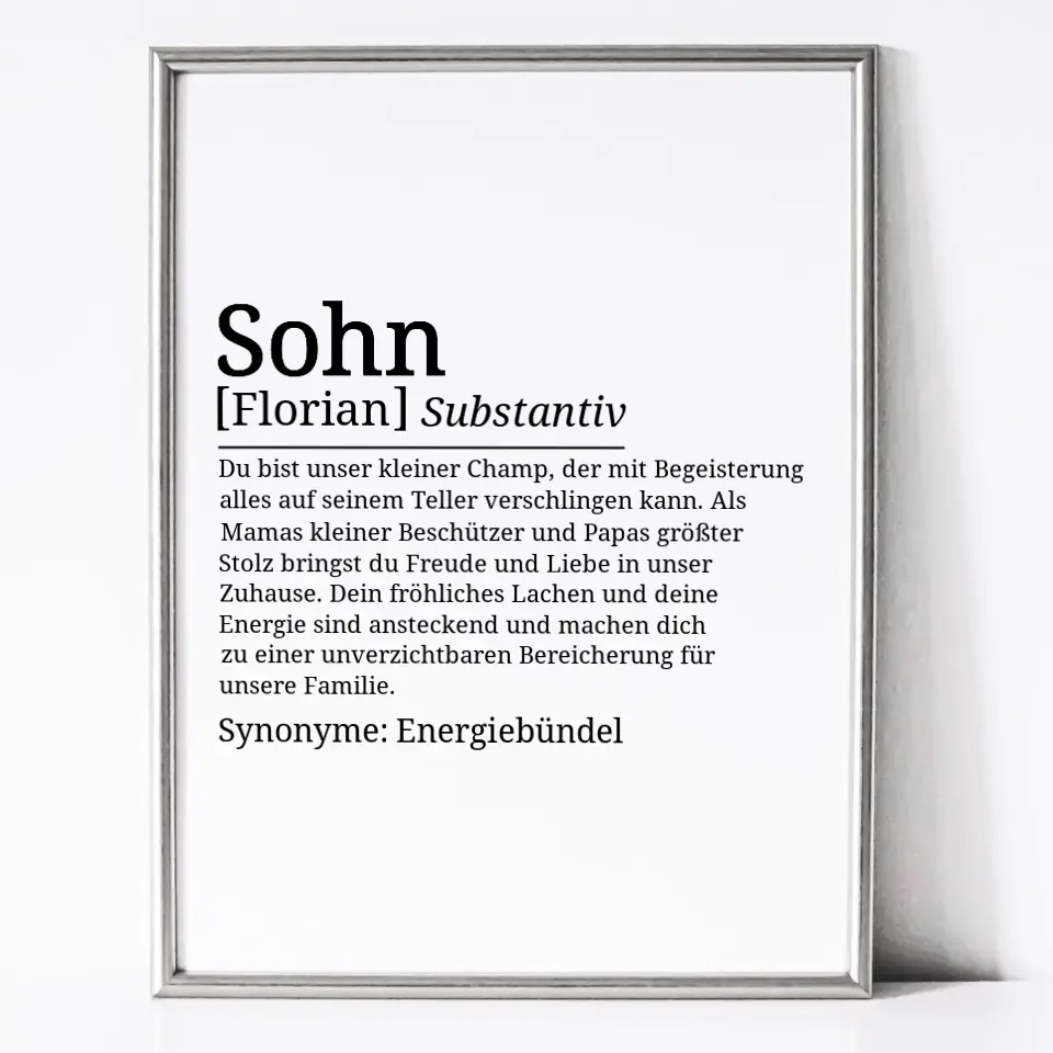 Definition Poster Sohn - für die Familie