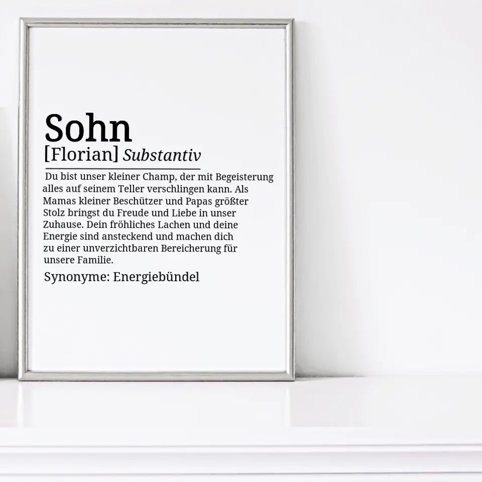 Definition Poster Sohn - für die Familie
