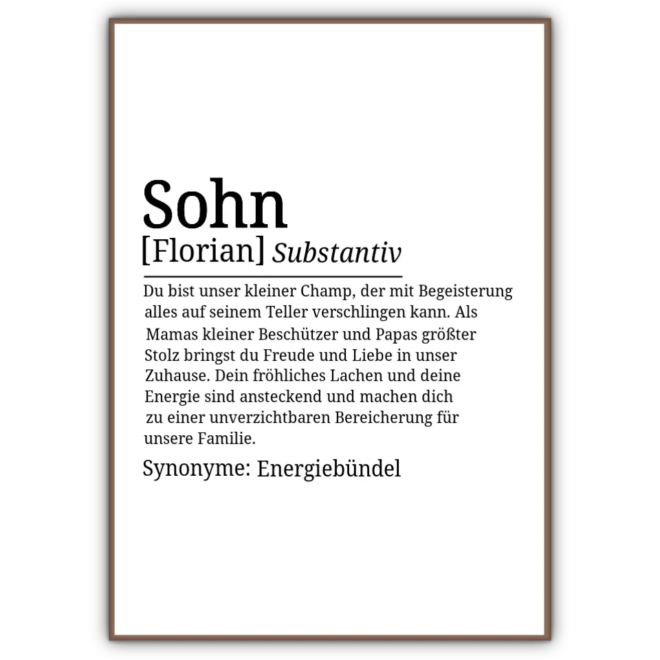 Definition Poster Sohn - für die Familie